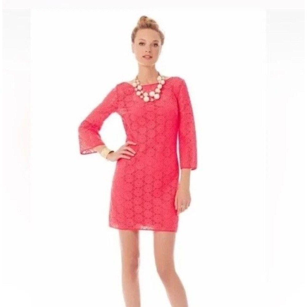 LILLY PULITZER Topanga Island Coral Breakers Lace Crochet Dress Small Mini Beach